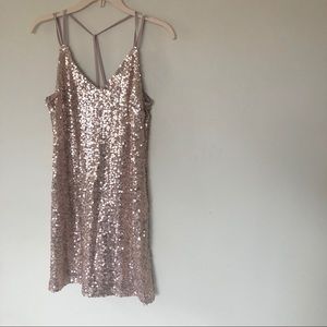 Champagne Gold Sequin Short Dance Party Dress